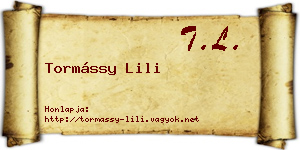 Tormássy Lili névjegykártya